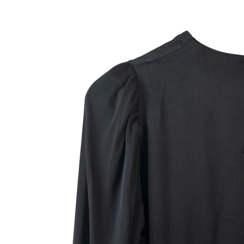 Anthropologie Ottodame Womens Top 4 Black Silky Satin Whimsigoth Career Preppy - Picture 4 of 5